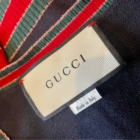 SOLD Gucci Navy Wool Knit Cardigan Size Small - Picture 4 of 10